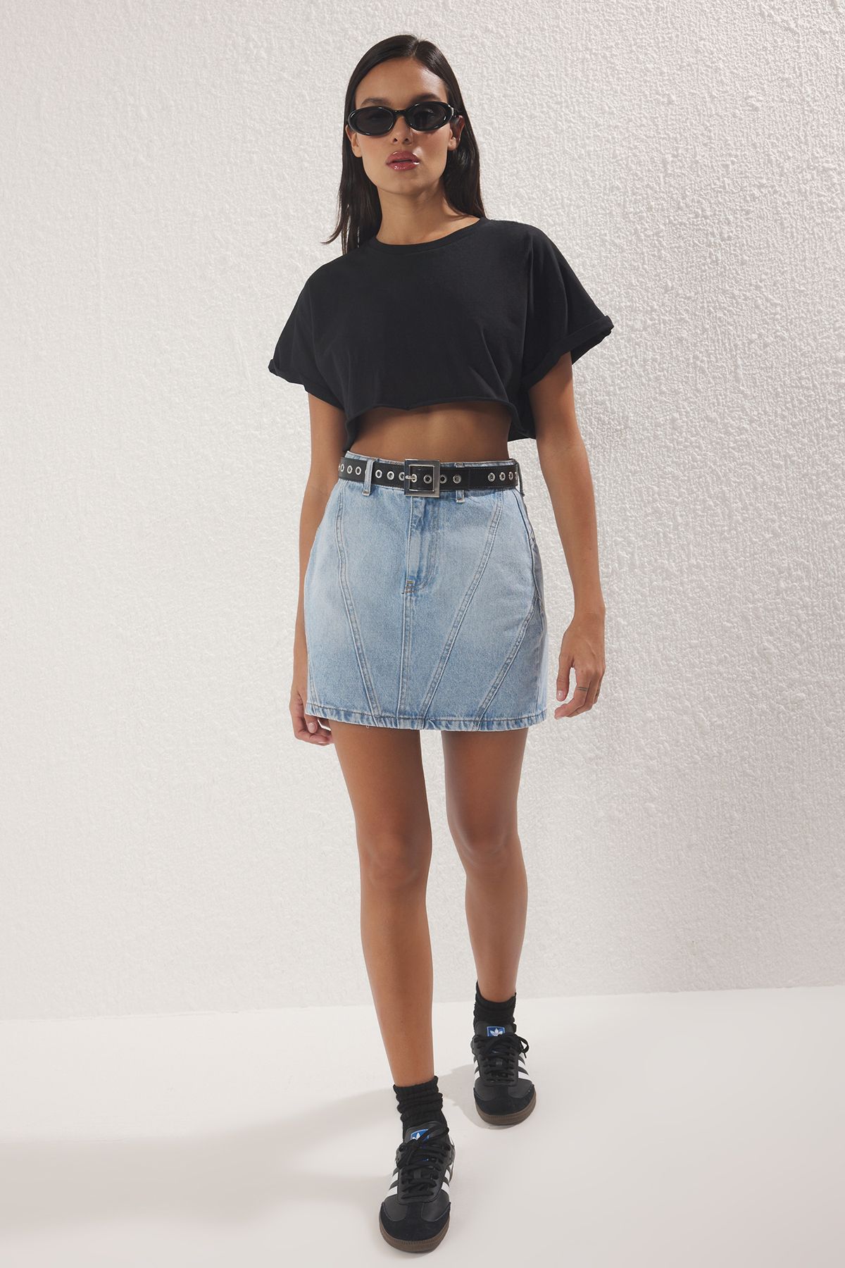 Trendyol Collection Niebieska Więcej Sostan Ślubny Efekt Vintage Denim Mini Spódnica Kobieta - 32