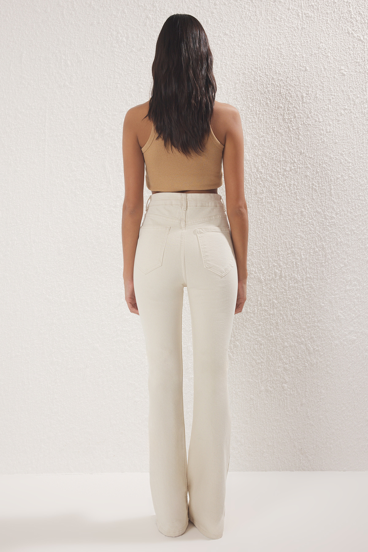 Trendyol Collection-Ecru vysoké džíny flare TWOSS25JE00101 4