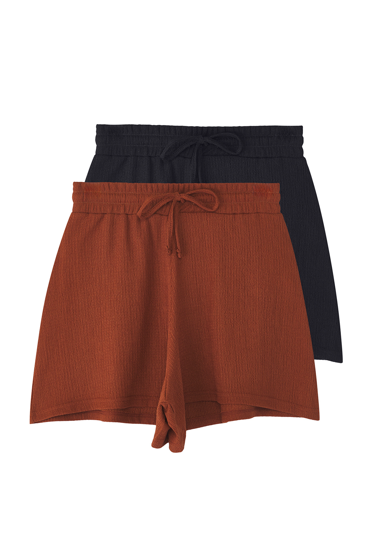 Trendyolmilla  Lacivert-Kiremit Bürümcük Relaxed/Rahat Kalıp Kısa Esnek Örme Şort & Bermuda TWOSS25SR00087 - Görsel 7