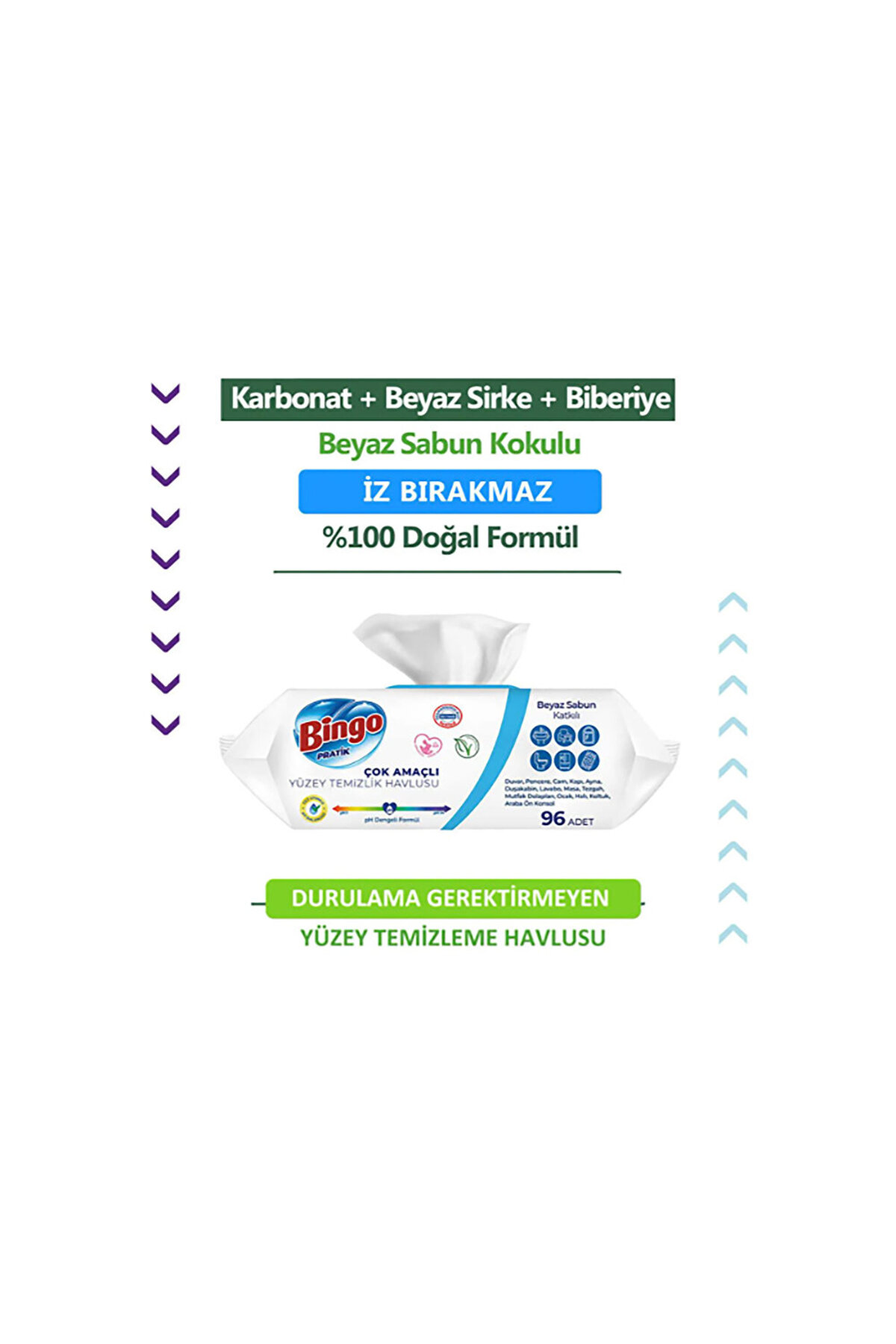 Bingo Beyaz Sabunlu Yüzey Temizlik Havlusu 96 Adet (4 ADET) fotoğrafı 3 (önizleme)