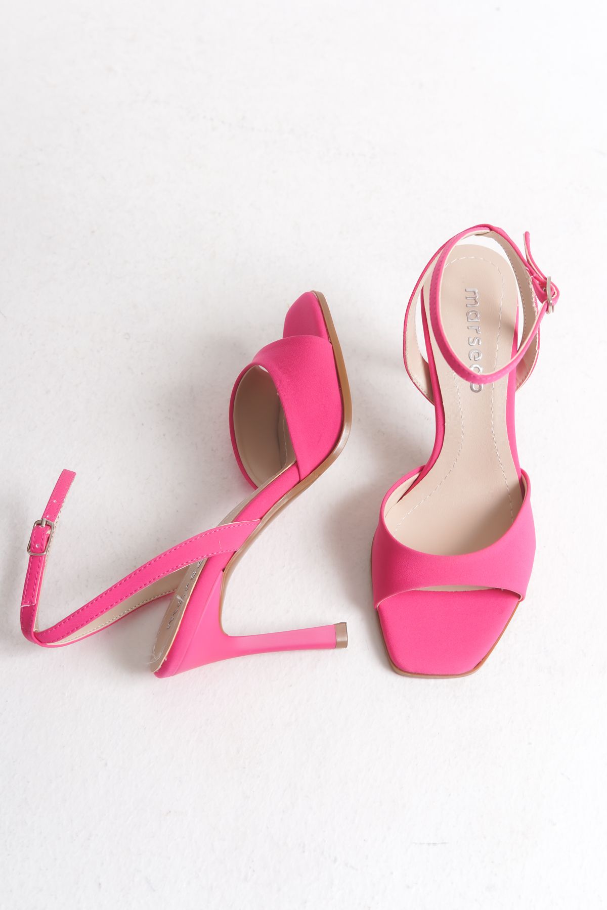 MARSEDO-Sandale de zi cu curea cu toc cu vârf tocit pentru femei Lara, satin fucsia 7
