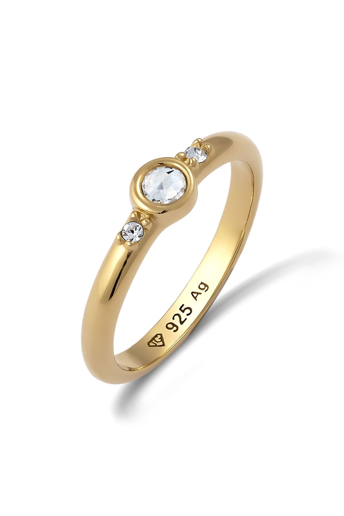 ELLI Ring Ring Mit Steinen Glaskristalle Xiriusschliff Weiß 925 Sterling Silber für Damen - 56