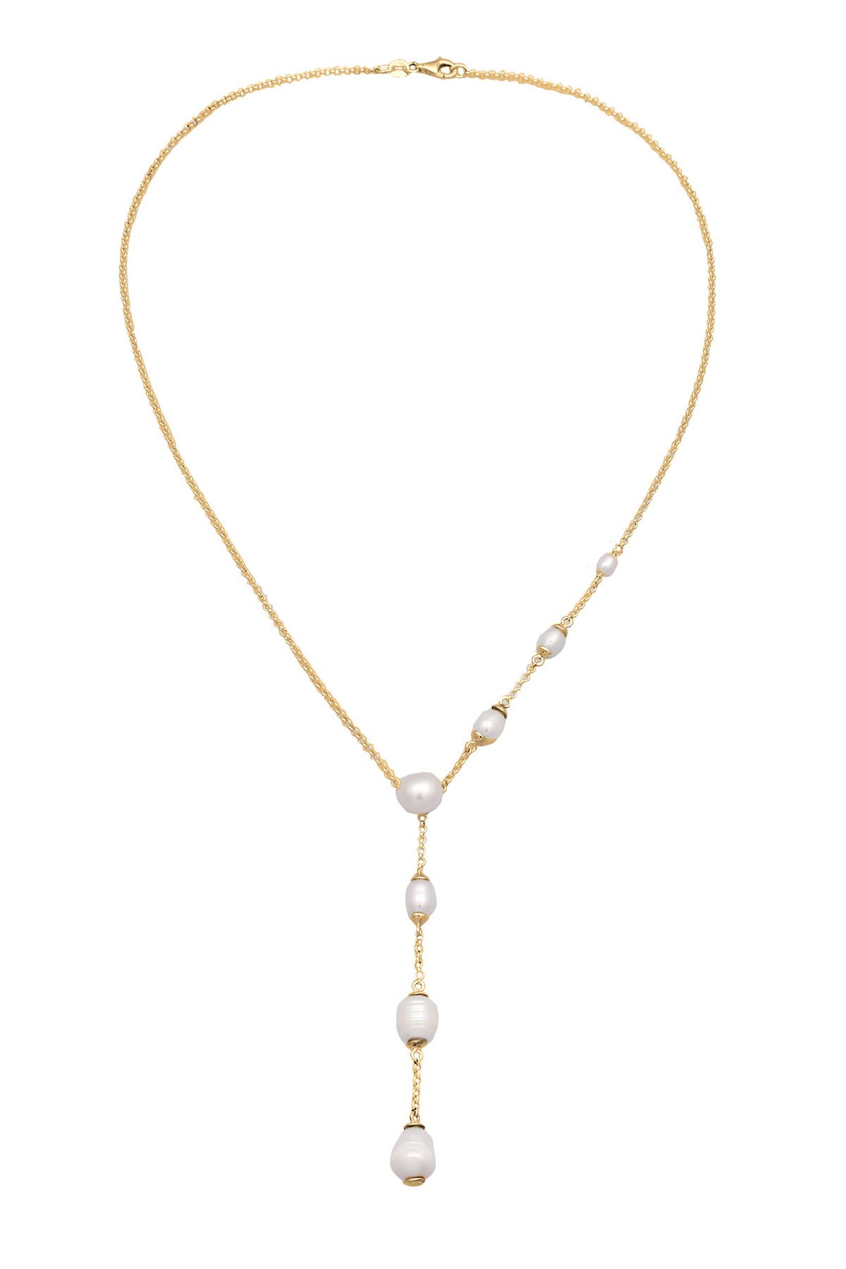 ELLI-Halskette Elli Y-Kette mit Perlen Damen Peachain Süßwasser-Zuchtperlen weiß 925 Sterling Silber 3