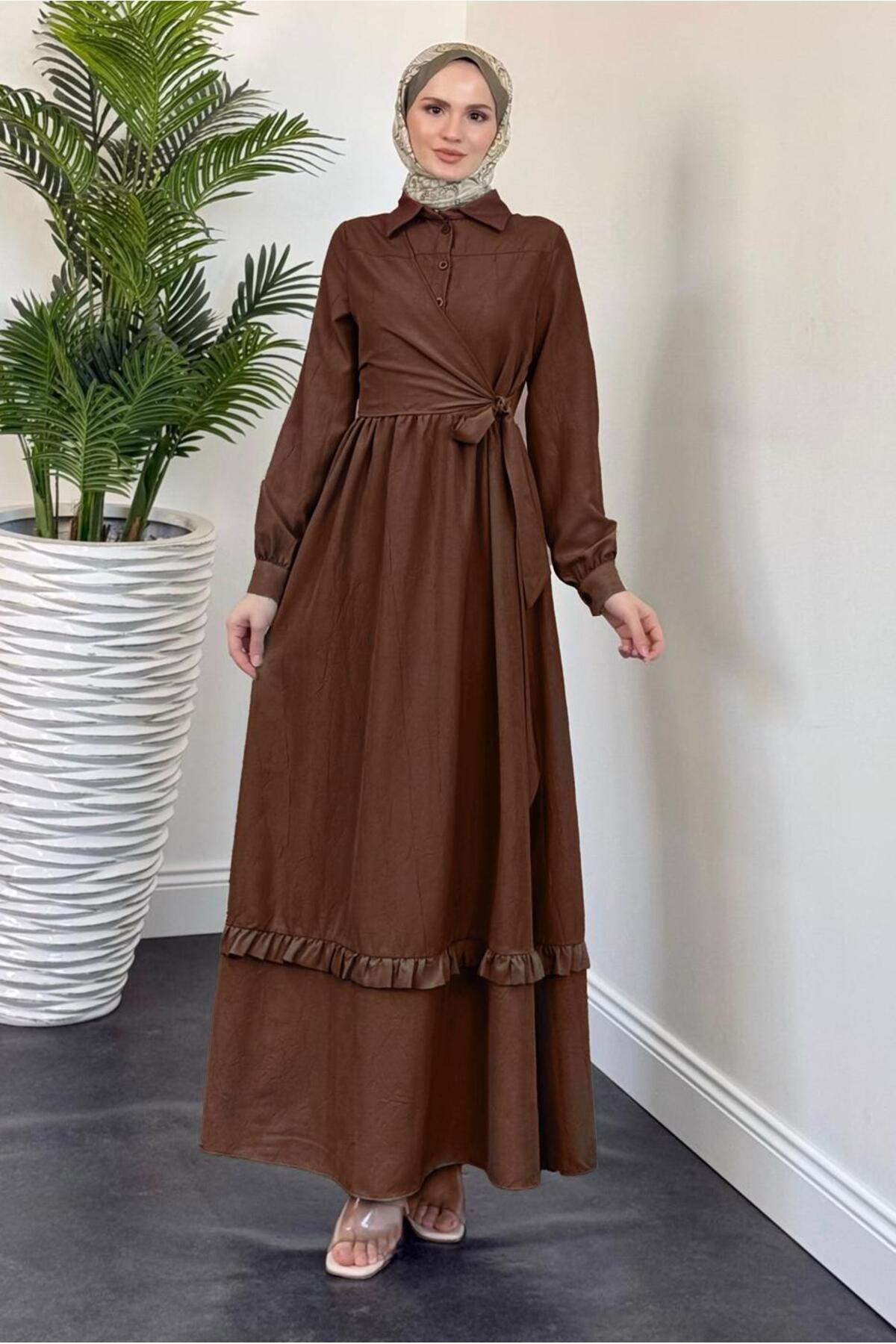 TRENDTESETTÜR-Women's Brown Lace-Up Dress t 5026 1