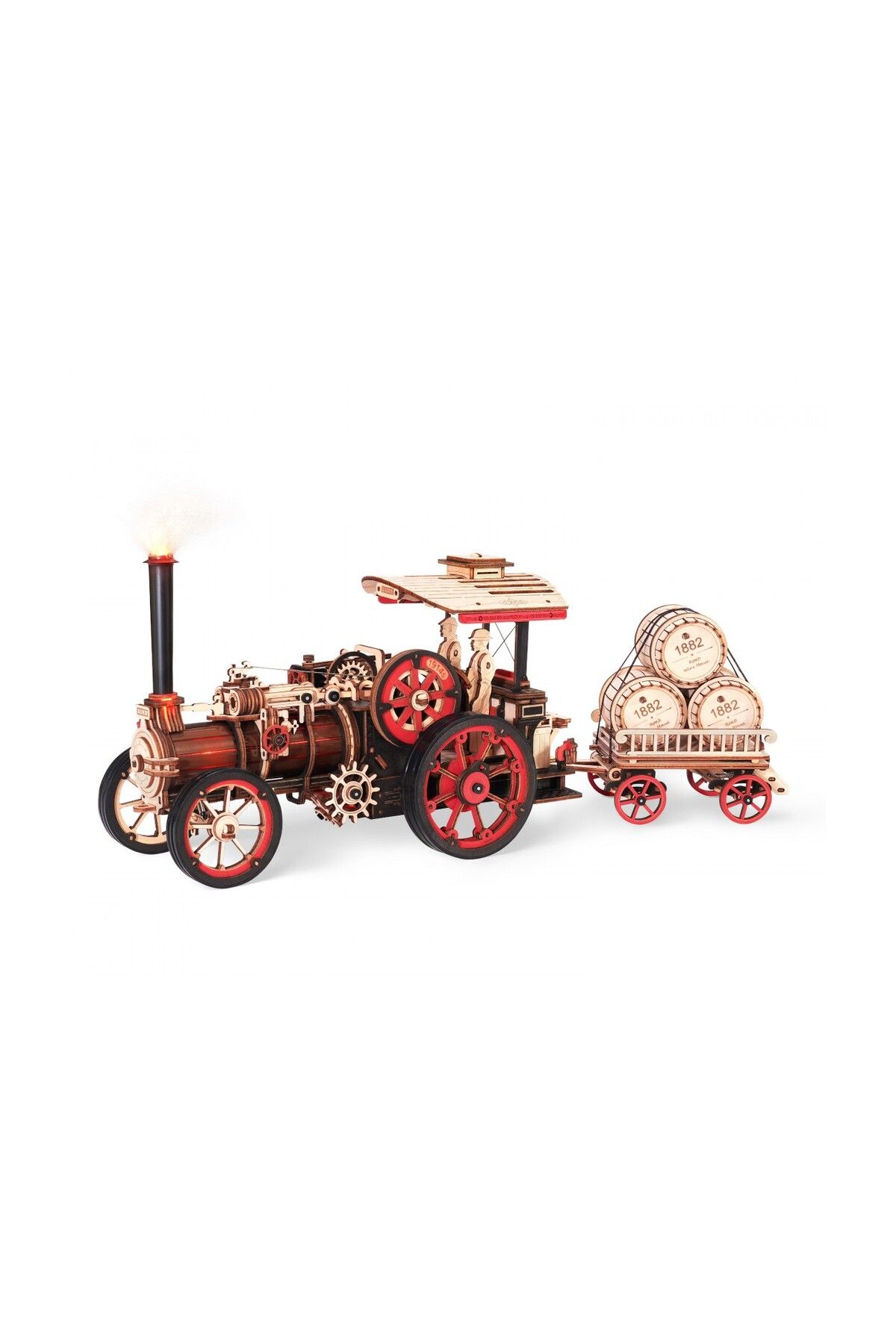 ROKR Puzzle 3d, Tractor Cu Motor Cu Abur, Rokr, Lemn, 469 Piese - One Size
