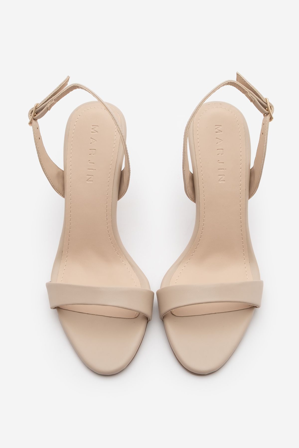 کفش پاشنه کلاسیک زنانه با نام تجاری NASET OVAL SOLANTED HEEPED SANDAL FALDİ BEJ Marjin