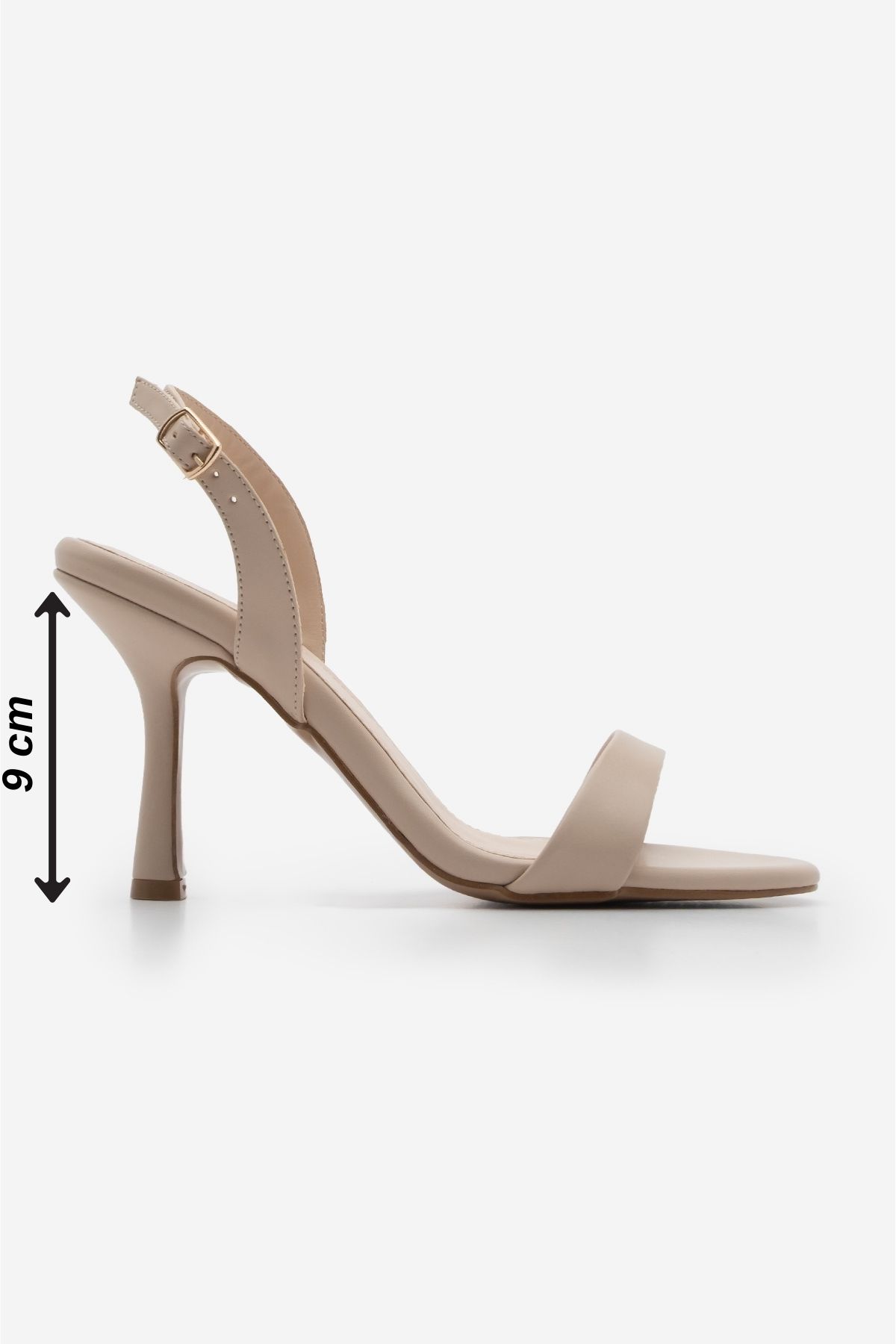 کفش پاشنه کلاسیک زنانه با نام تجاری NASET OVAL SOLANTED HEEPED SANDAL FALDİ BEJ Marjin