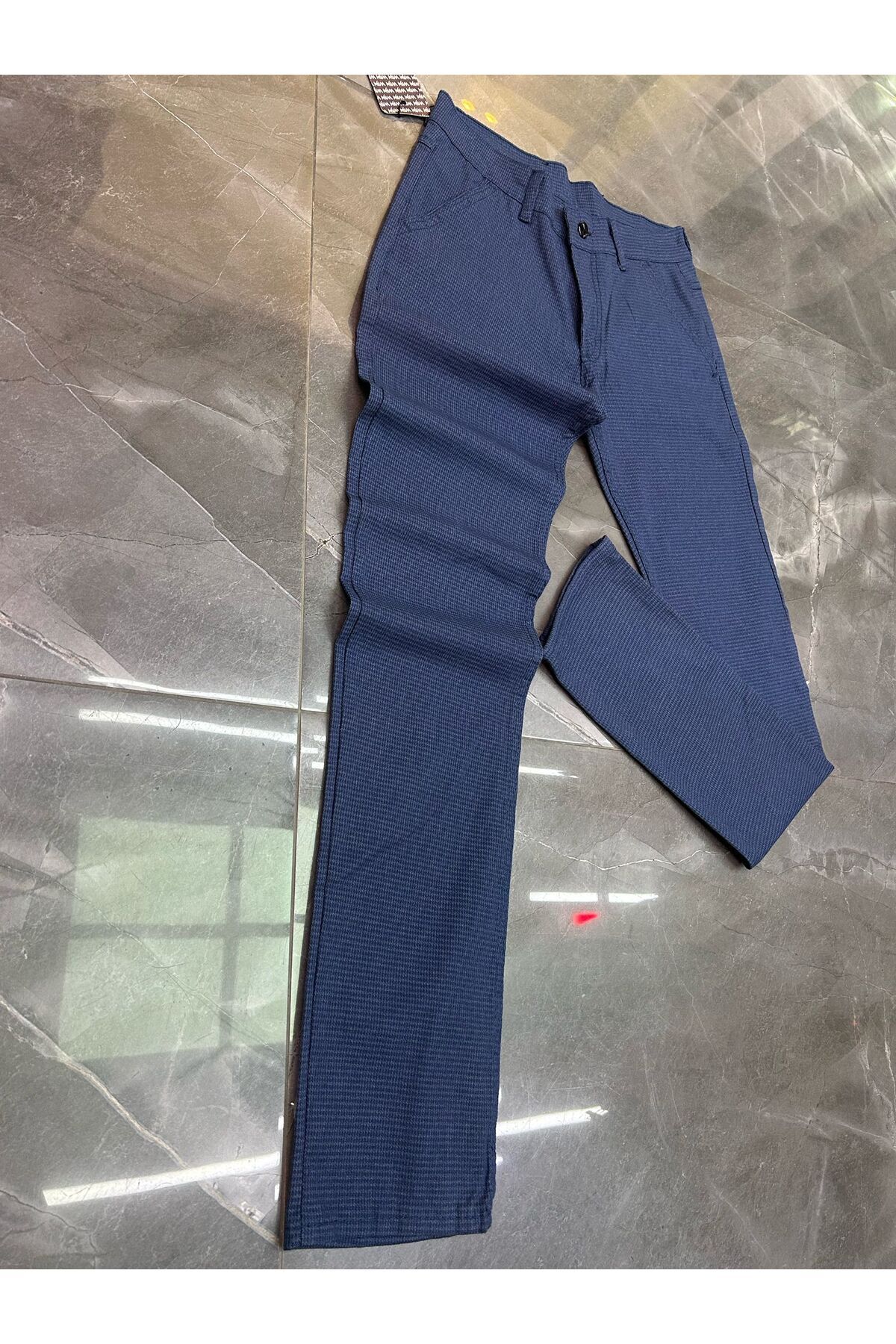 WKM-Men's Summer Slim Fit Cut Lycra Ankle Length Plaid Fabric Trousers 4