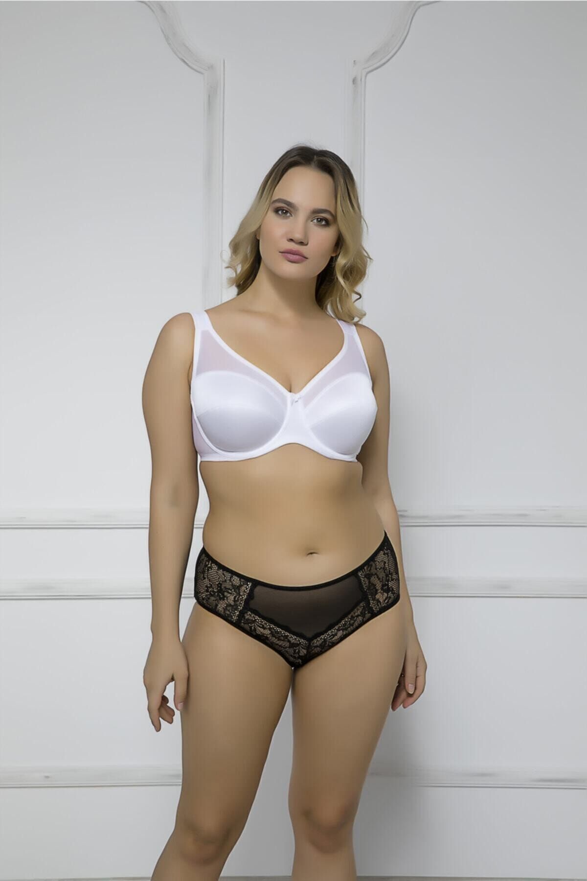 MOONLİGHT-2122 White Minimizer Gathering Bra (WHALED) 1