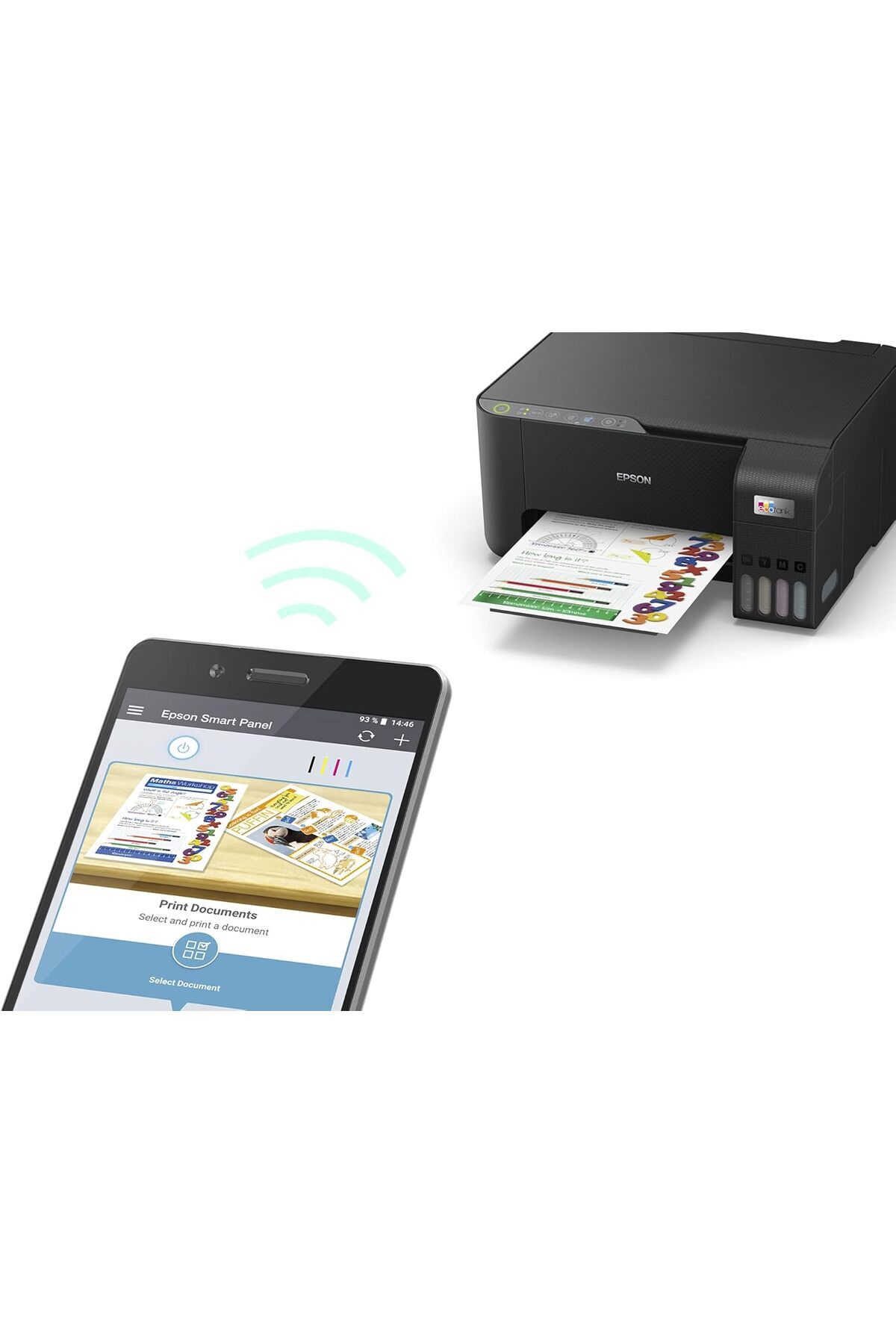 EPSON-طابعة EcoTank L3250 Home ذات خزان الحبر A4، اتصال تطبيق SmartPanel، لون أسود، حجم كبير (إصدار المملكة العربية السعودية) 6