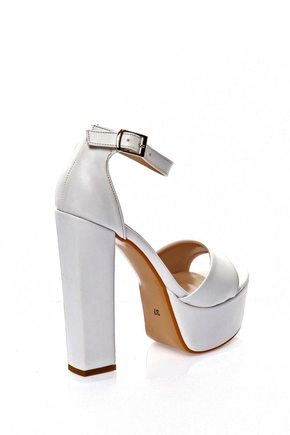 کفش مجلسی زنانه 010 2020 چرم سفید اورجینال Moulin Shoes