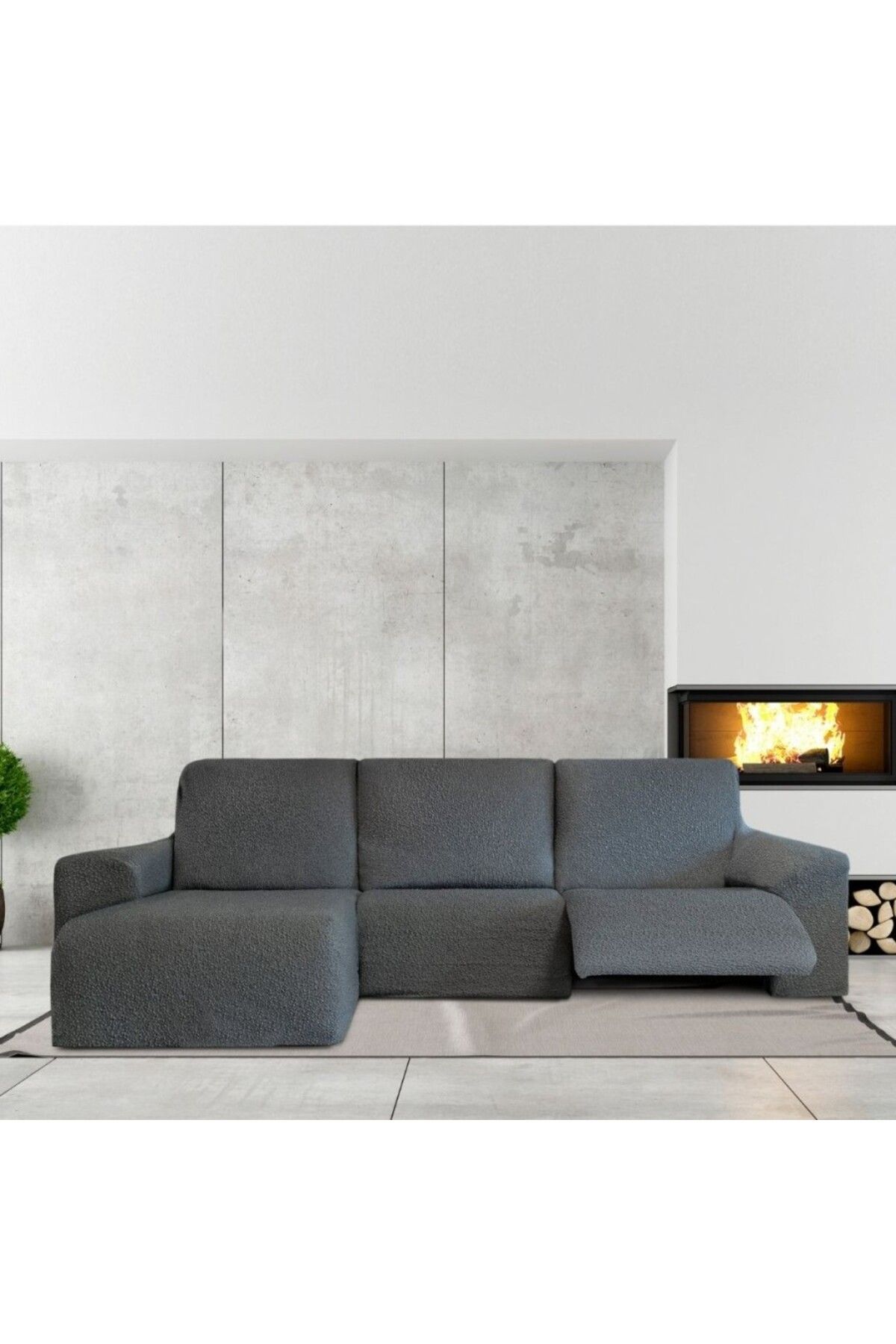 EYSA CONFECTIONES Husa Coltar Stanga Cu Recliner, Bielastica 250 360 Cm, Premium Roc, C/16 Antracit - One Size