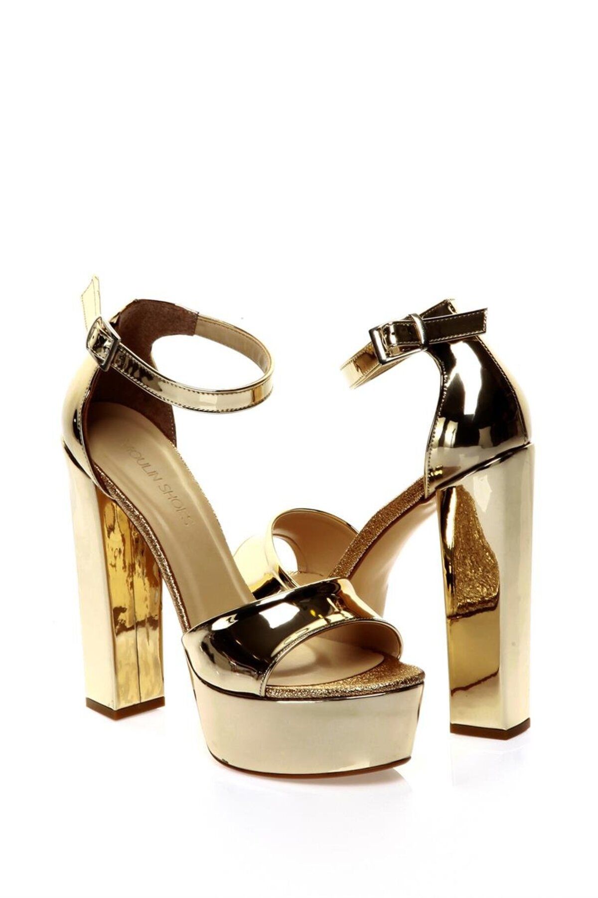 کفش مجلسی زنانه 010 2020 آینه طلایی اورجینال Moulin Shoes