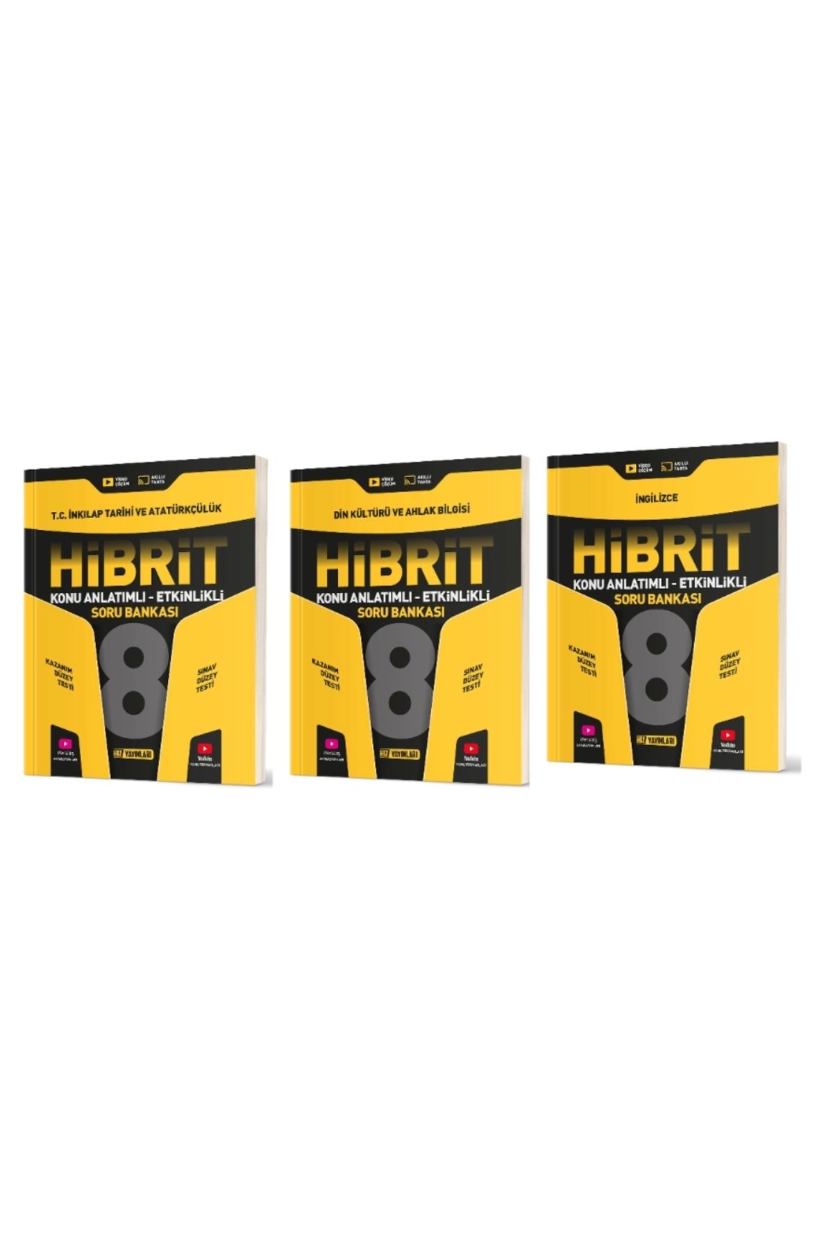 Hız Yayınları HIZ YAYINLARI 8. Sınıf İnkılap + Din + İngilizce Hibrit Soru Bankası (Konu Anlatımlı - Etkinlikli)