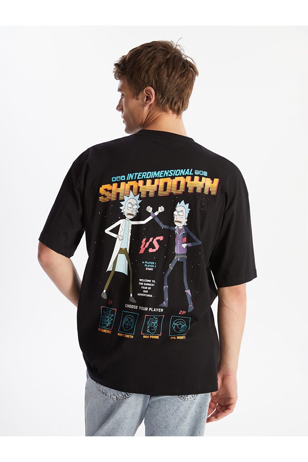 LC Waikiki Bisiklet Yaka Kısa Kollu Rick and Morty Baskılı Erkek Tişört