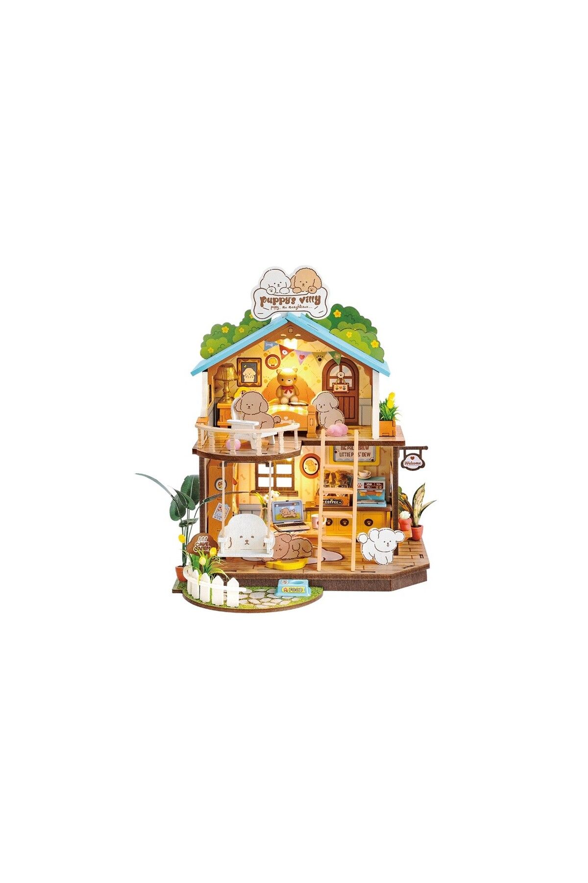 Rolife Puzzle 3d, Puppy's Cozy Villa Diy Mini House, Rolife, 230 Piese - One Size