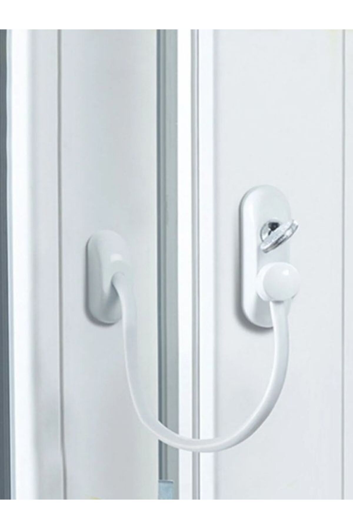 Viyalente-White Steel Rope Cable PVC Window Safety Child Security Lock 1 Piece 4