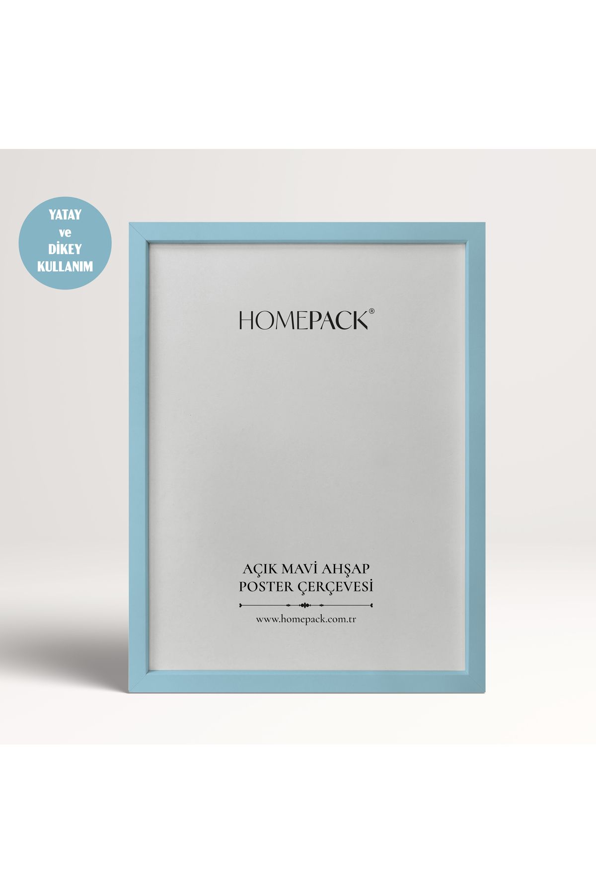 HOMEPACK 25X30 CM Açık Mavi Ahşap Çerçeveli Poster Çerçevesi, Boş Çerçeve, ACIKMAVI-POSTER-25X30