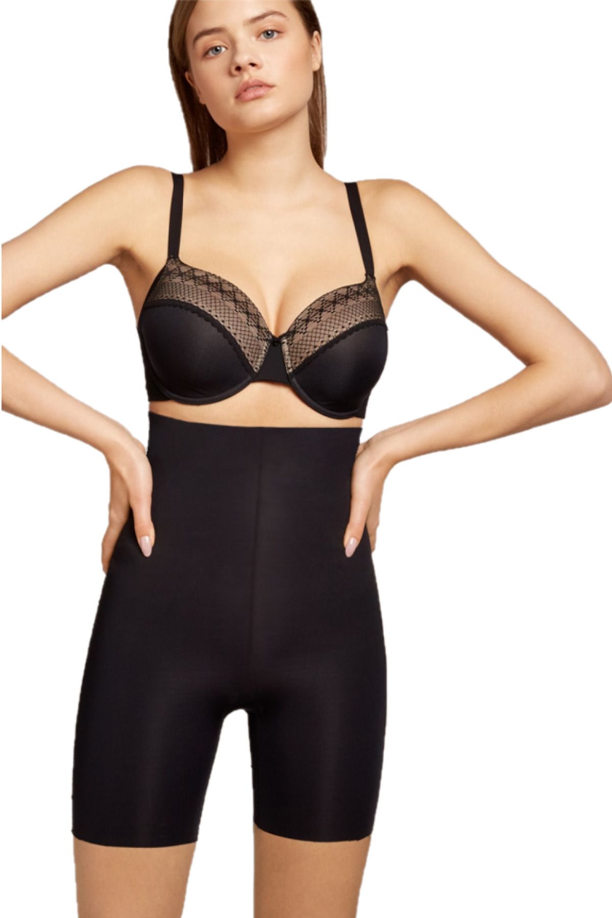 Porfy Lazer Kesim Iz Belli Etmeyen Spor Şort Tayt Korse Dikişsiz Model Siyah Renk