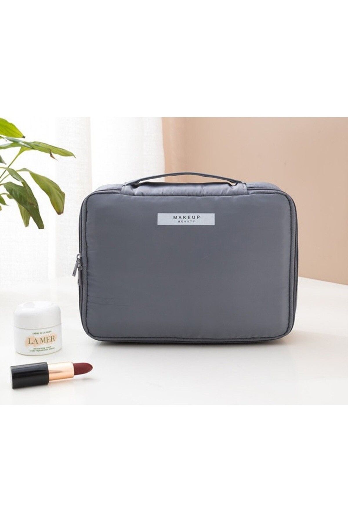 Optim Solution-Geantă de călătorie pentru cosmetice și articole de toaletă, material rezistent la apă, 2 în 1, compartiment interior detașabil 3