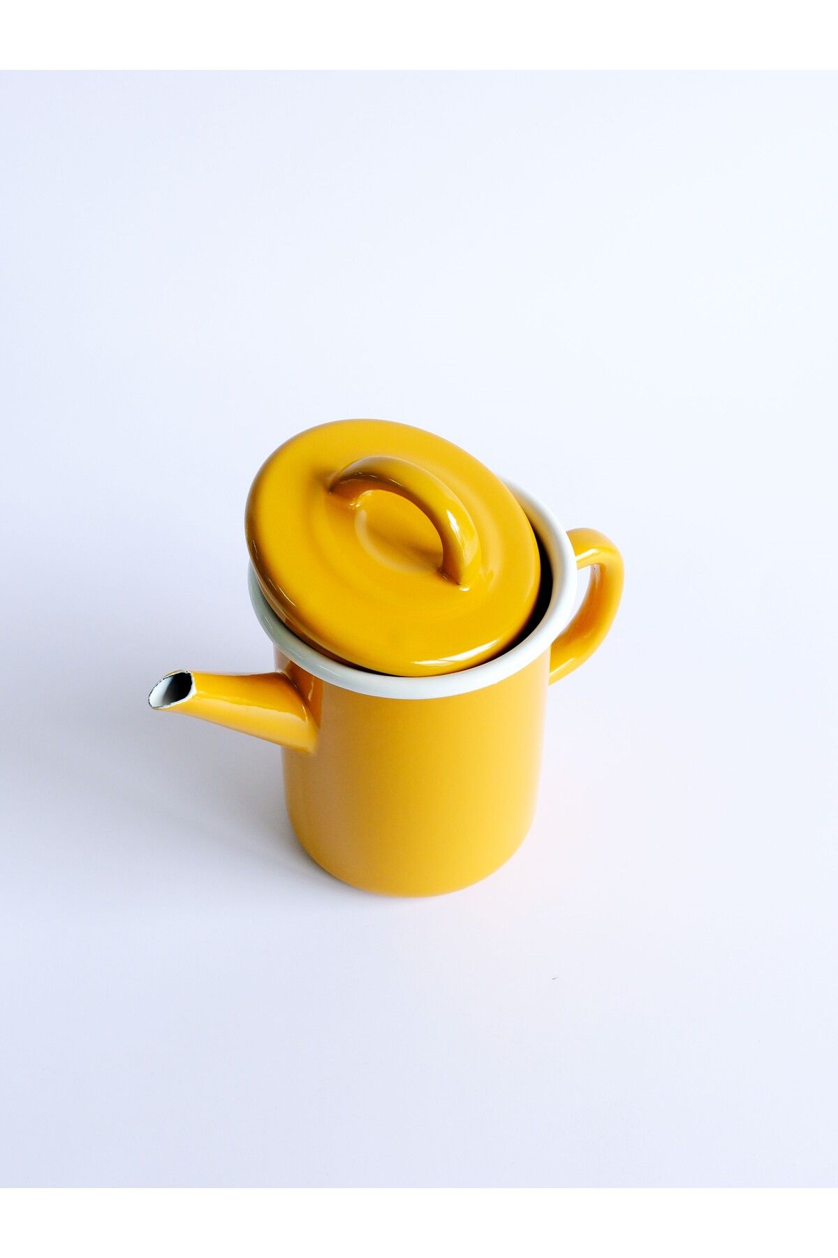 Elifle Emaye Silindir Demlik 850 ml Altın Sarı Çay Kahve Demlik