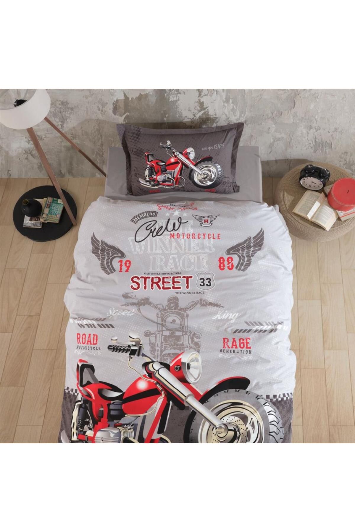 OEM Nevresim Takımı Tek Kişilik Street King v1 Gri