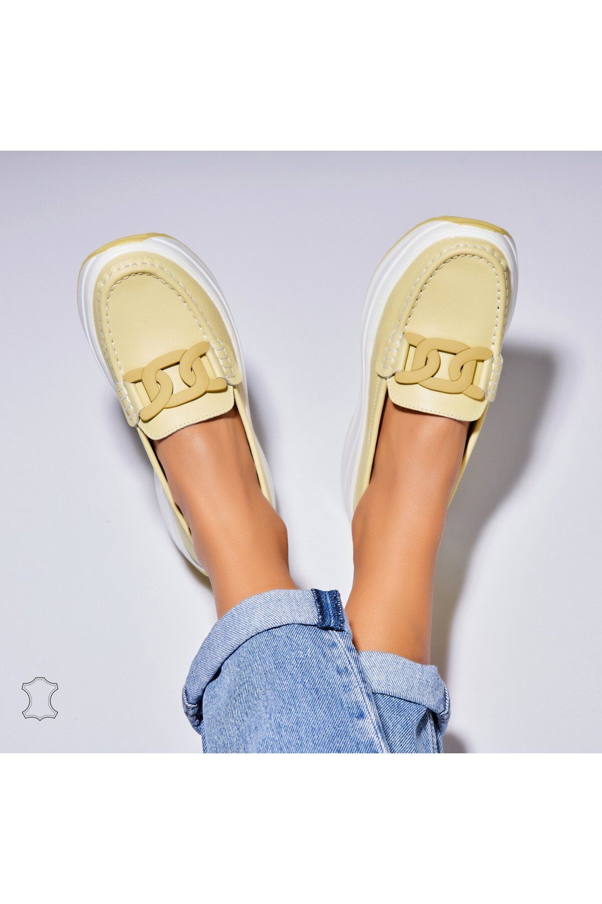Joana-Women's Moccasins Natural Leather Yellow Markai 3