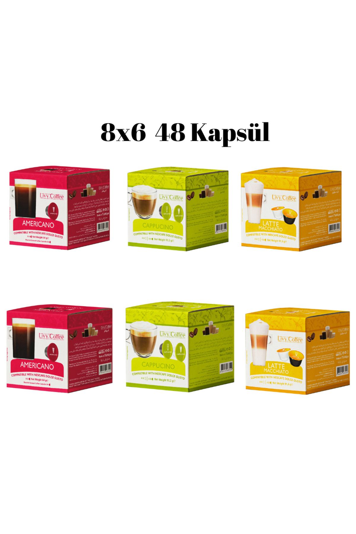 Livy Coffee Dolce Gusto, Uyumlu Kapsül Kahve Karma 6x8 48 Kapsül