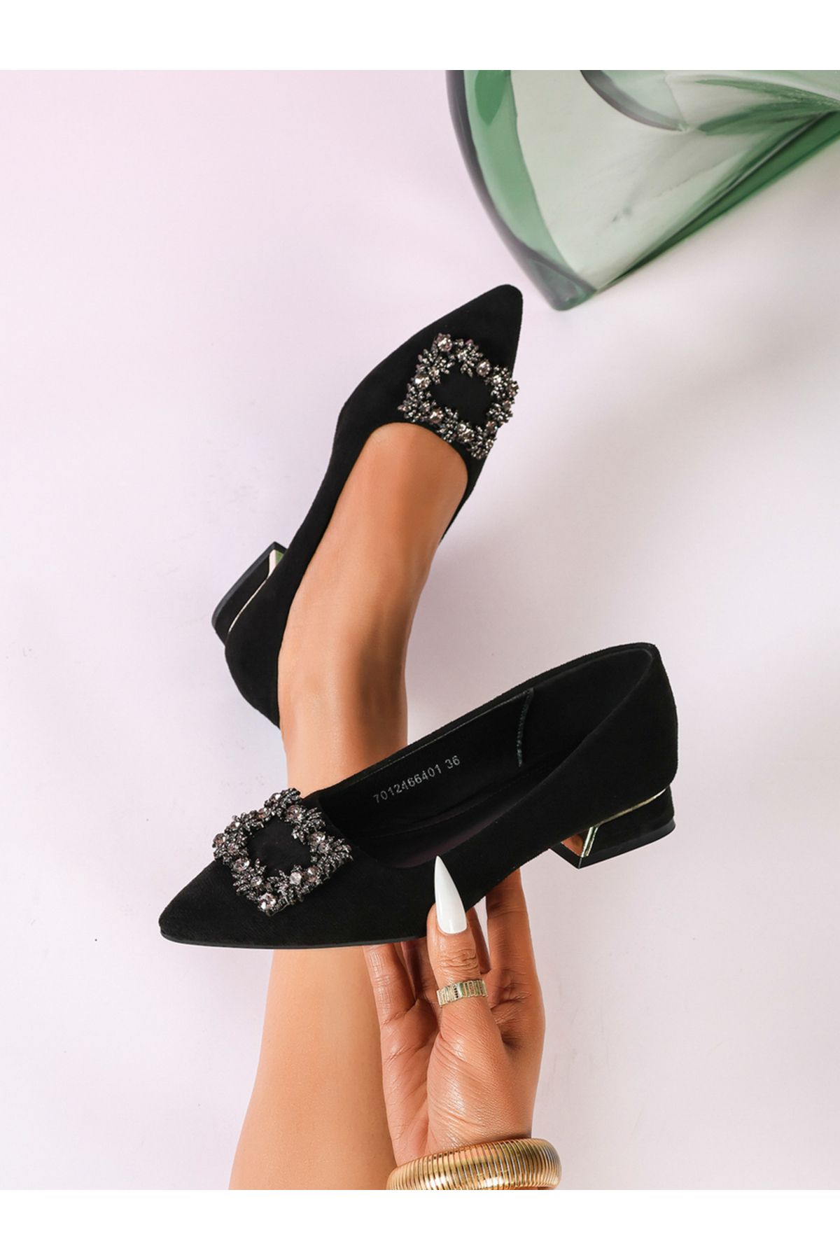 Sneak-a-Peek By Styli-Embellished Pointed Toe Block Heels Shoes 5