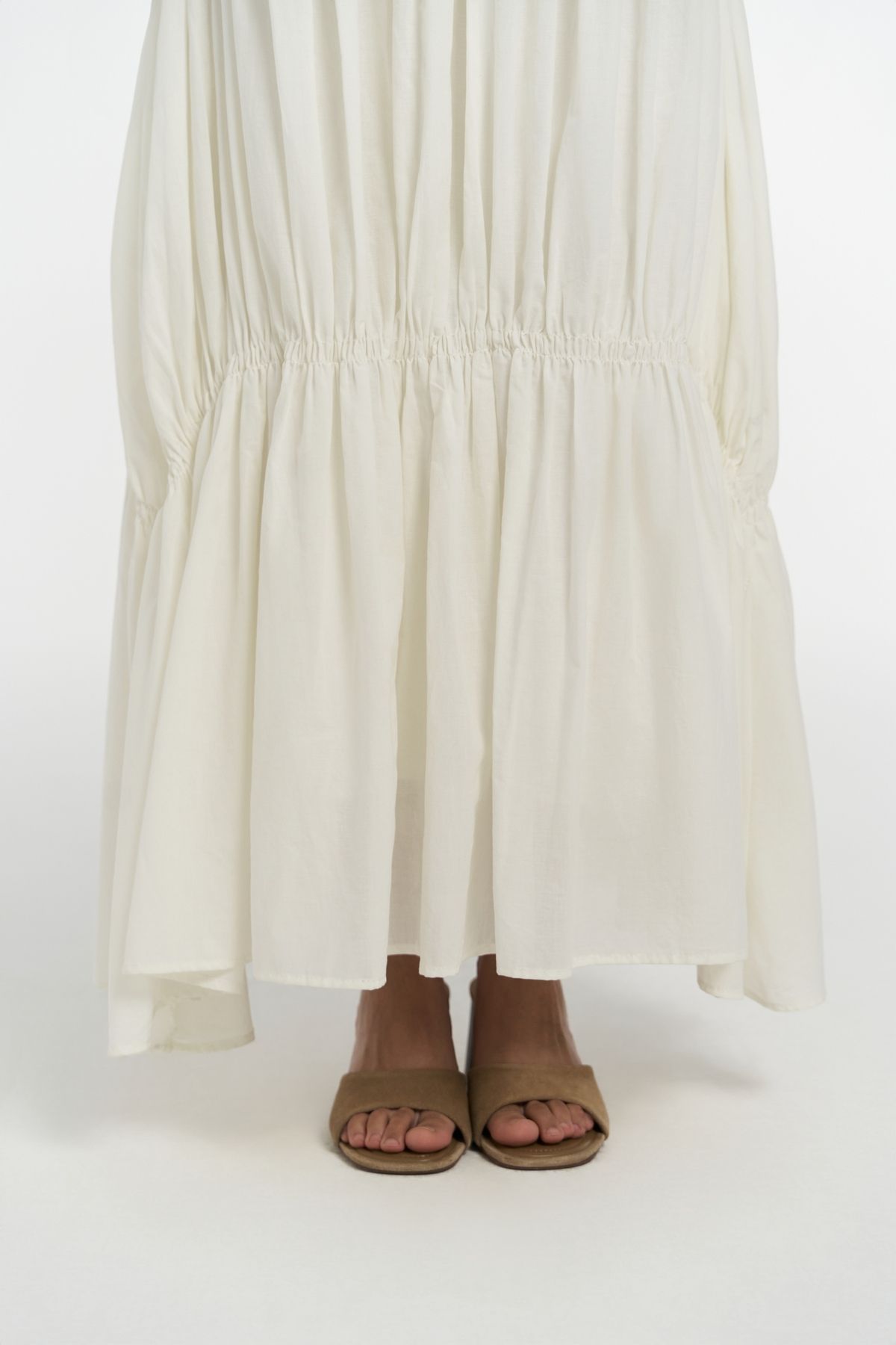 MAİ COLLECTİON-Dozza Strappy Ecru Long Dress 8