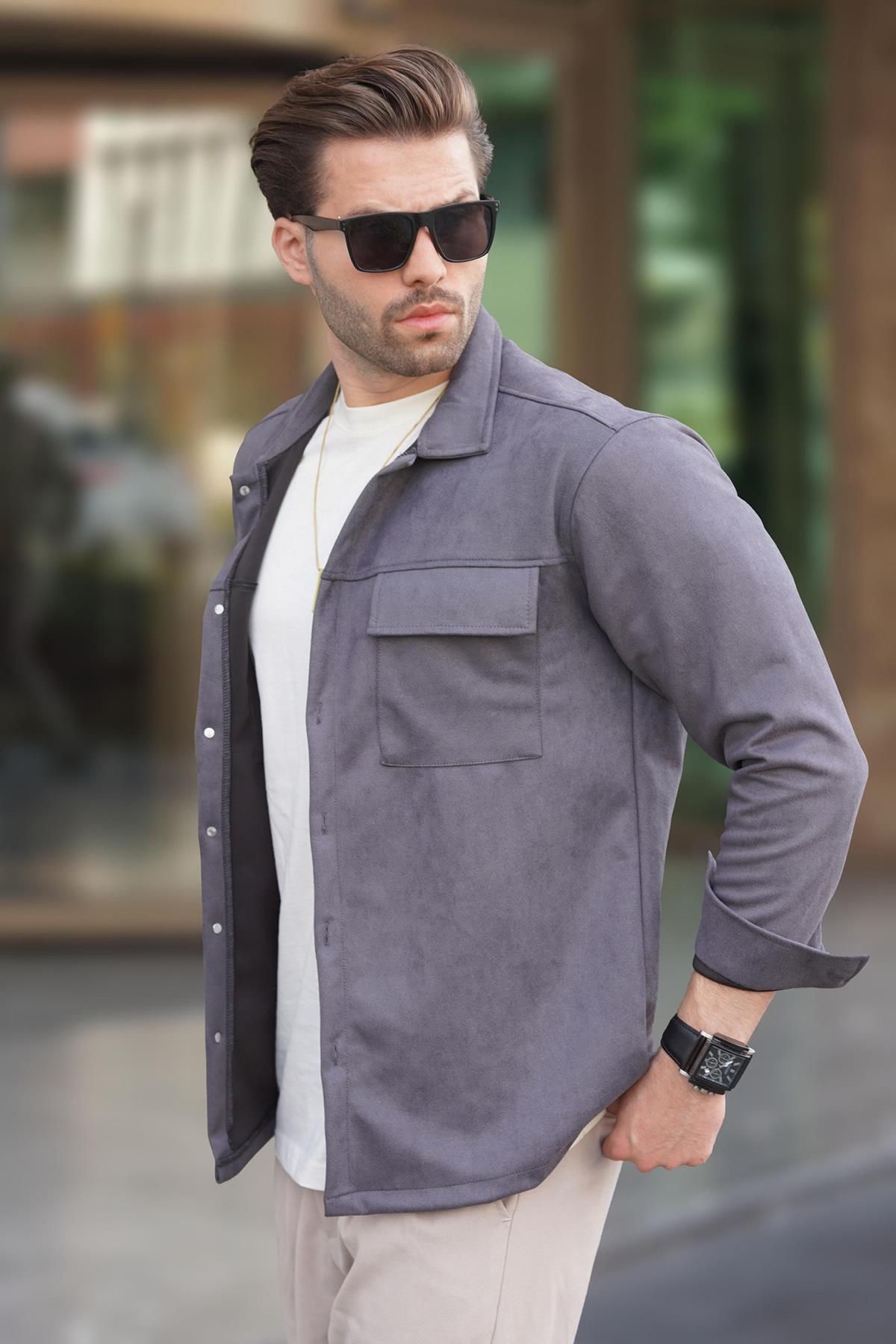 Madmext-Jachetă cămașă afumată model 6748 - Detaliu buzunar 2