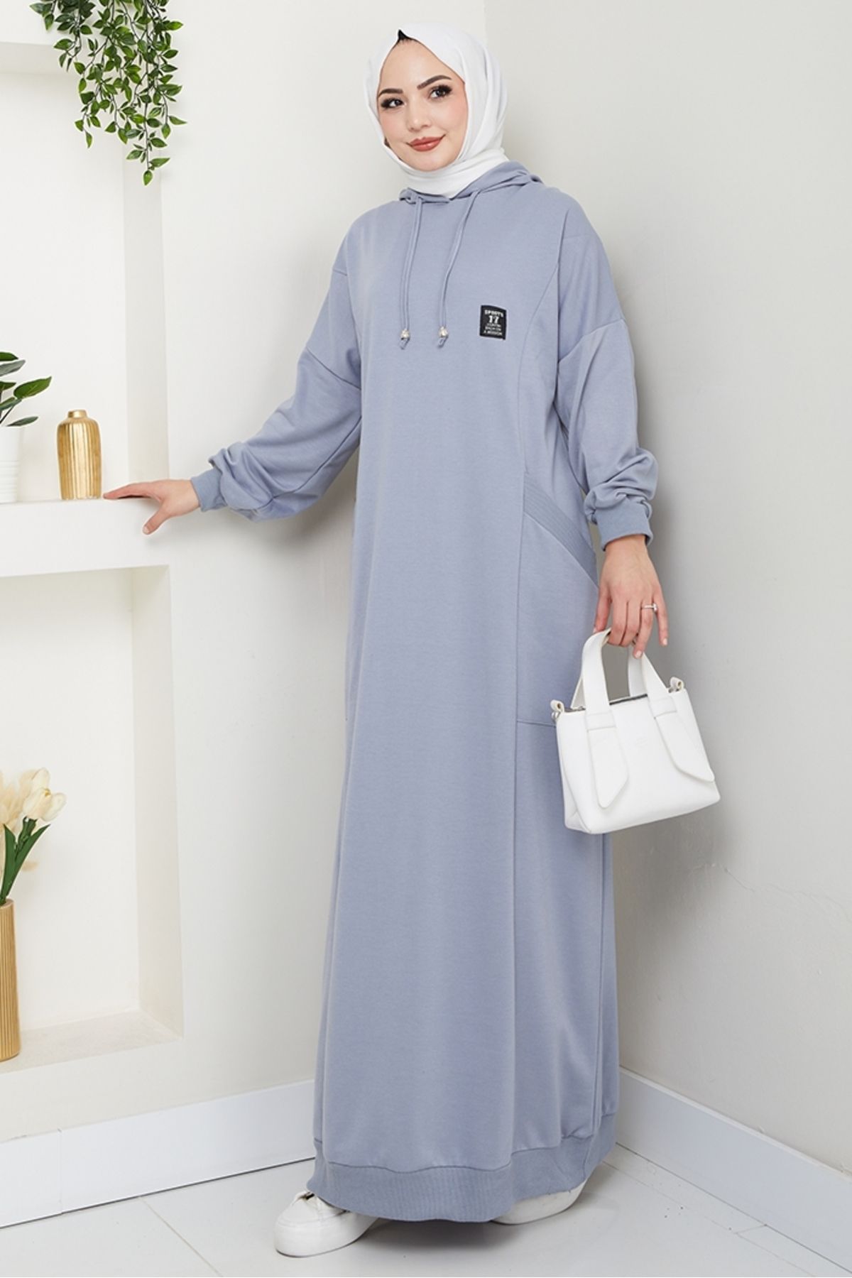 Bestenur-Anger Hooded Dress 1421 - Gray 3