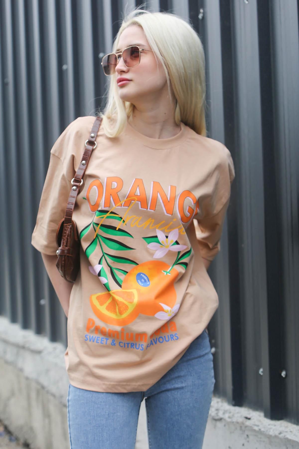 Madmext-Mink Printed Crew Neck Women's T-Shirt Mg1707 2