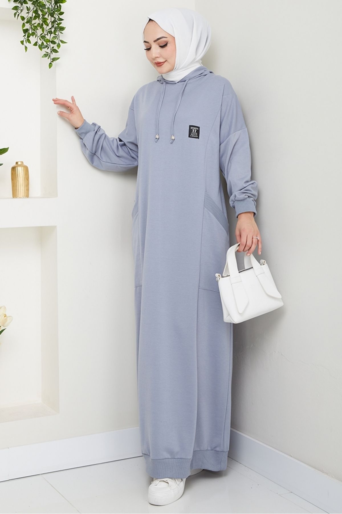 Bestenur-Anger Hooded Dress 1421 - Gray 5