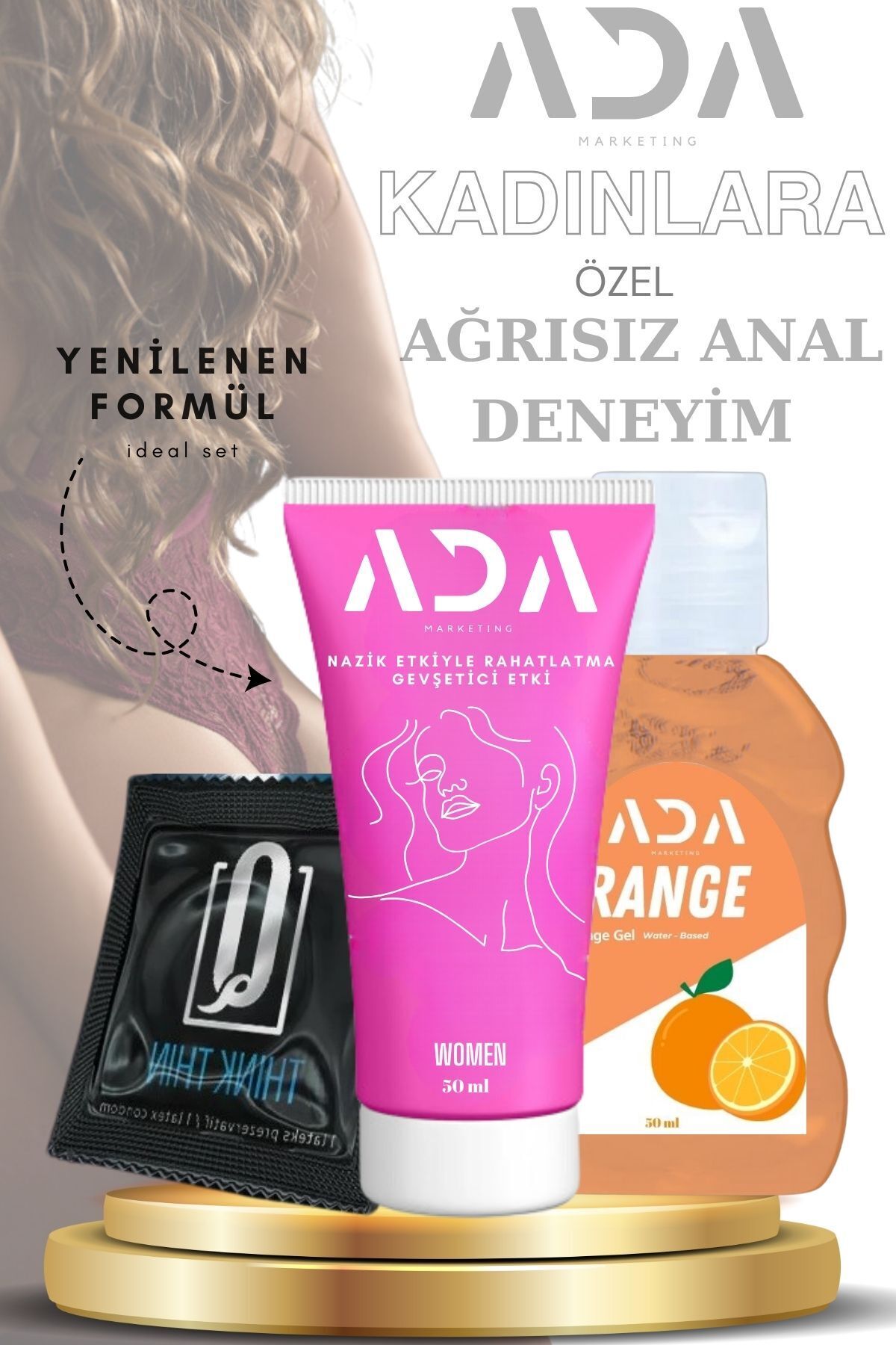 Ada Marketing Kadınlara Özel 50 ml Jel Ve Rahatlatıcı Krem Seti – Anal Konfor Için Destekleyici Formül
