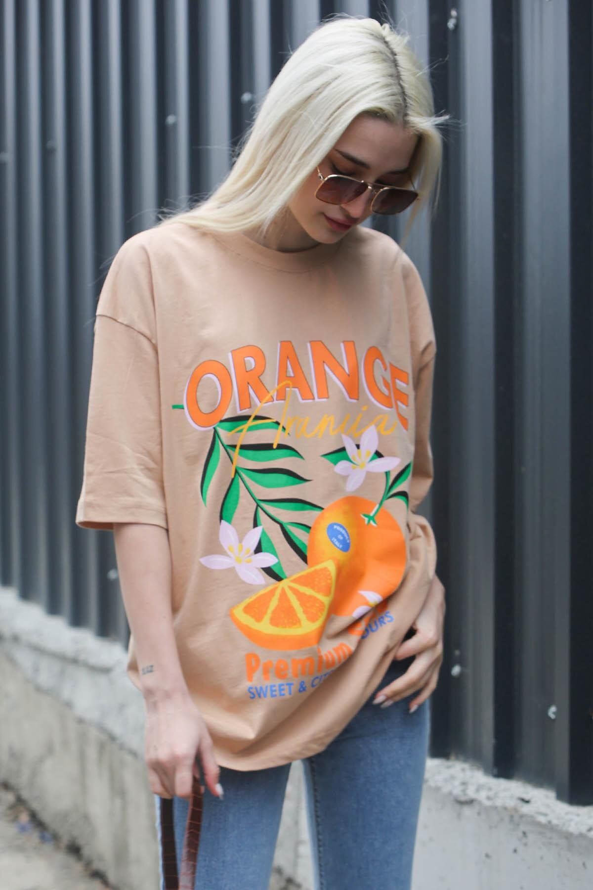 Madmext-Mink Printed Crew Neck Women's T-Shirt Mg1707 1