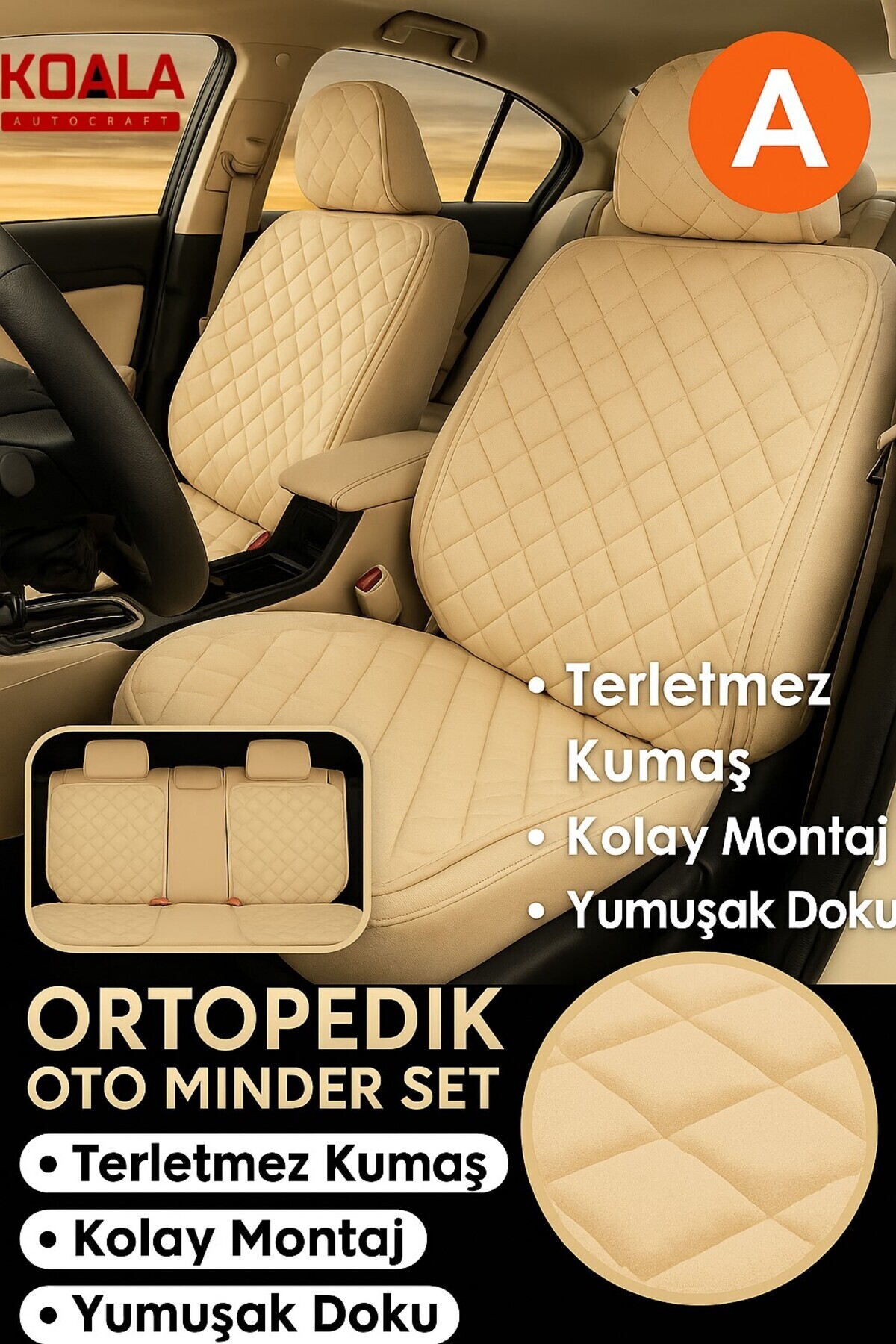 KoalaOtoTekstil Oto Koltuk Minder Seti Krem- Koltuk Koruma Kılıfı (ÖN & ARKA TAM SET) fotoğrafı 2 (önizleme)
