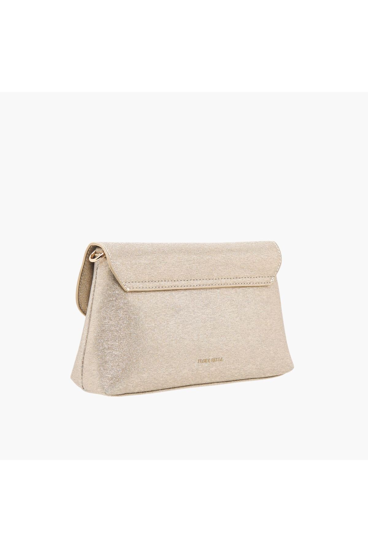 Flora Bella by Shoexpress-Textured Crossbody Bag with Detachable Strap and Flap Closure 3