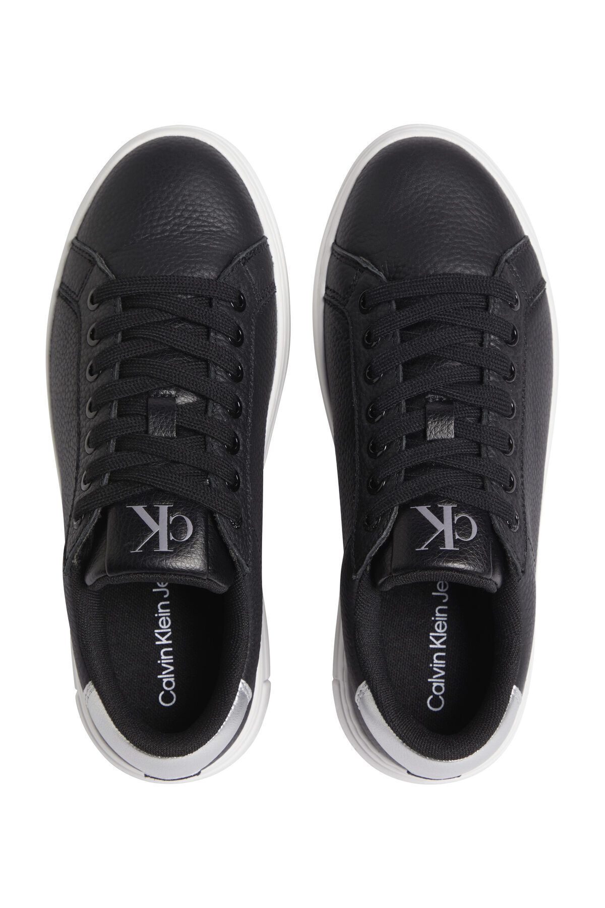 Calvin Klein-Damskie trampki na platformie z niską cholewką, skórzane, czarne Yw0Yw01632-0Gl 2