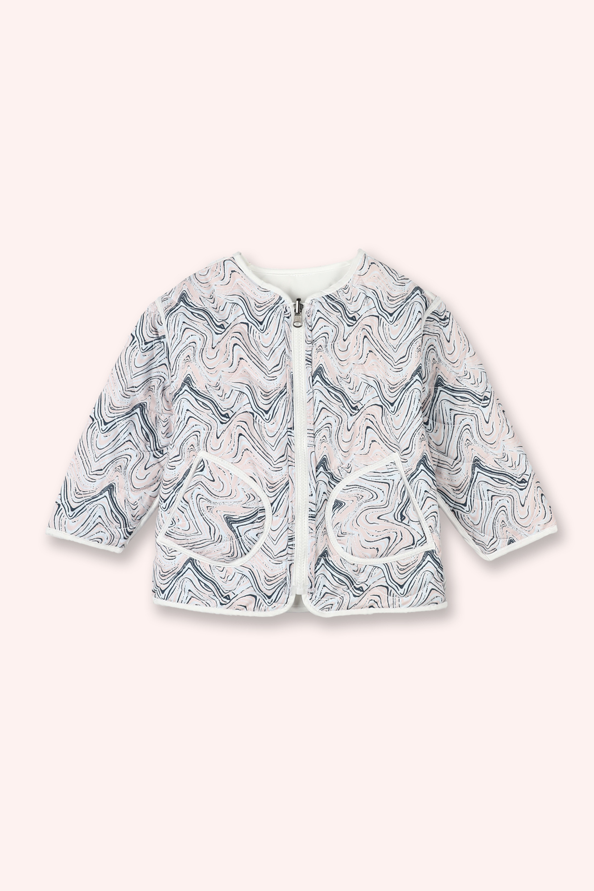 Panço Kız Bebek Yuvarlak Yaka Çift Taraflı Beyaz Mont fotoğrafı 2 (önizleme)