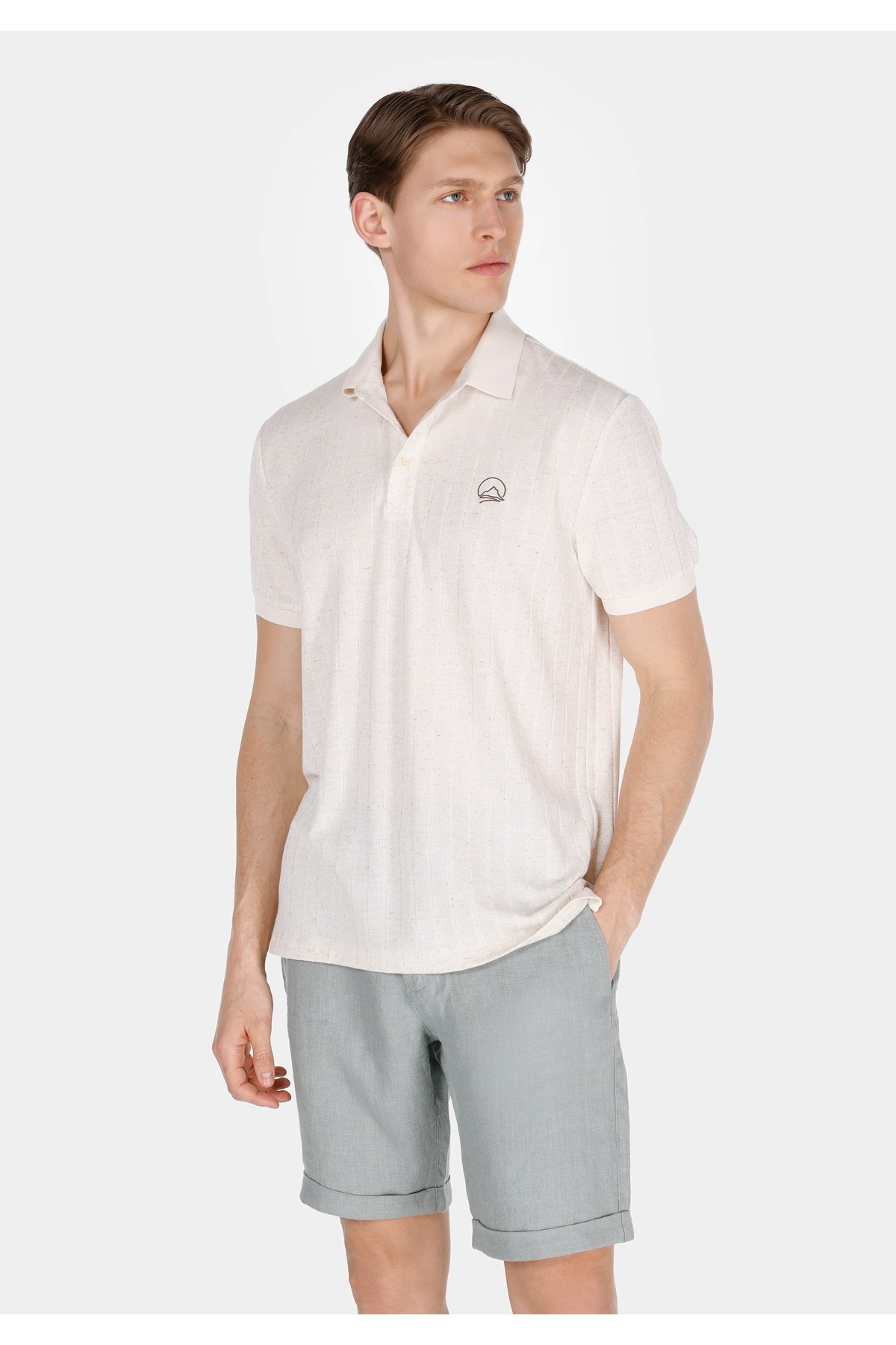 کالینز تی‌شرت آستین کوتاه مردانه ساده یقه پولو فیت معمولی بژ