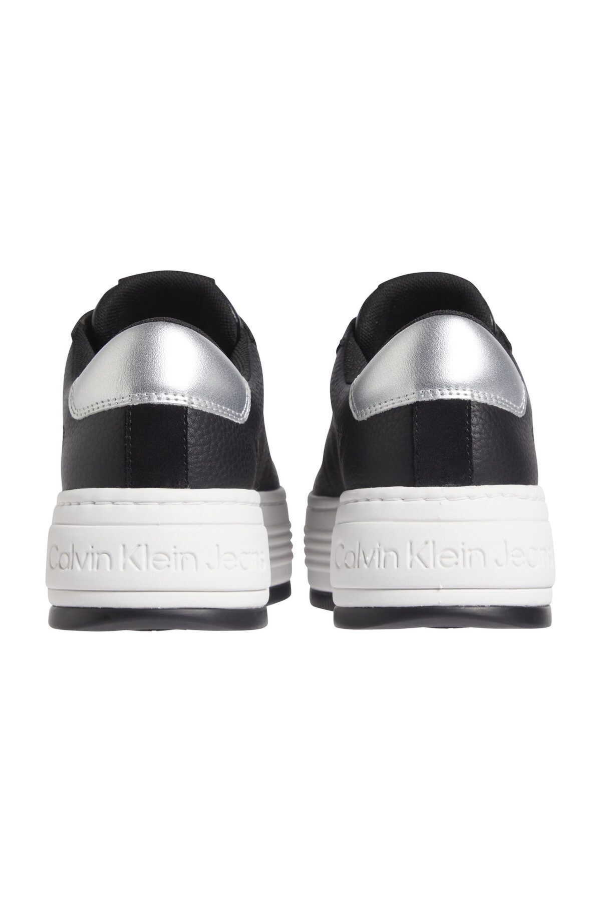 Calvin Klein-Damskie trampki na platformie z niską cholewką, skórzane, czarne Yw0Yw01632-0Gl 3
