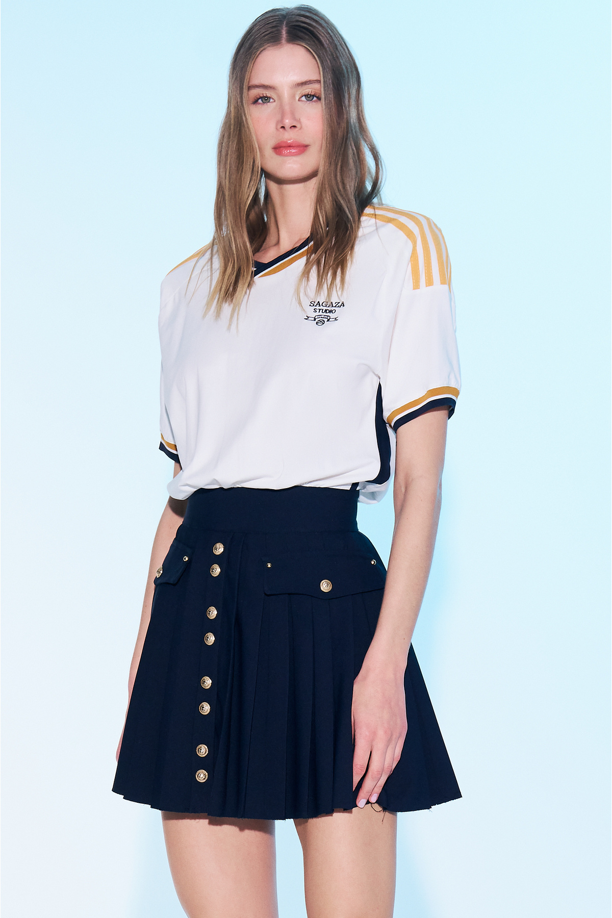 Sagaza Studio  Ss6023 Emanuela Pileli Etekli Mini Elbise - Görsel 3