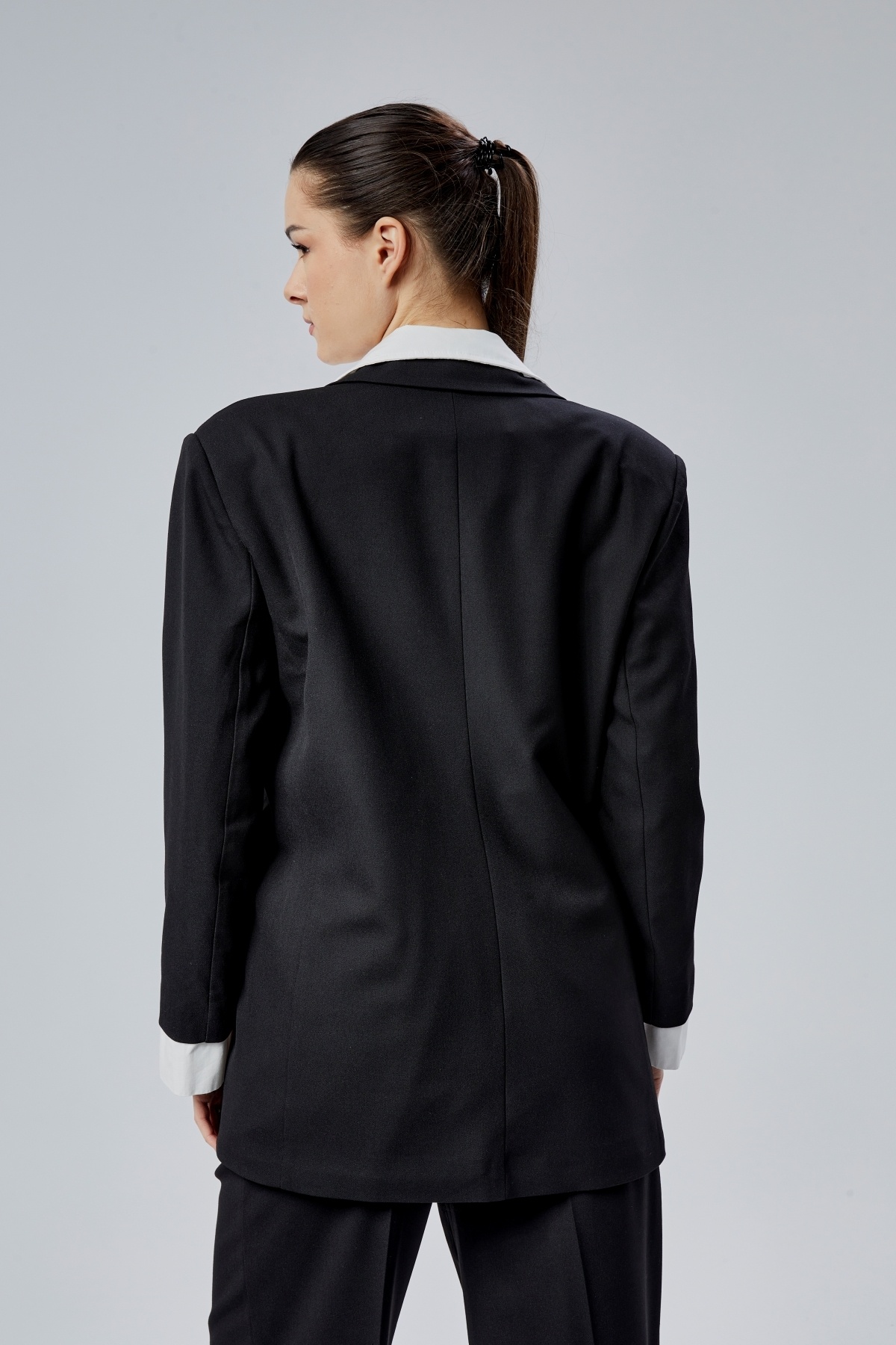 Bolivente-Black Shirt Detailed Regular Blazer Jacket 8