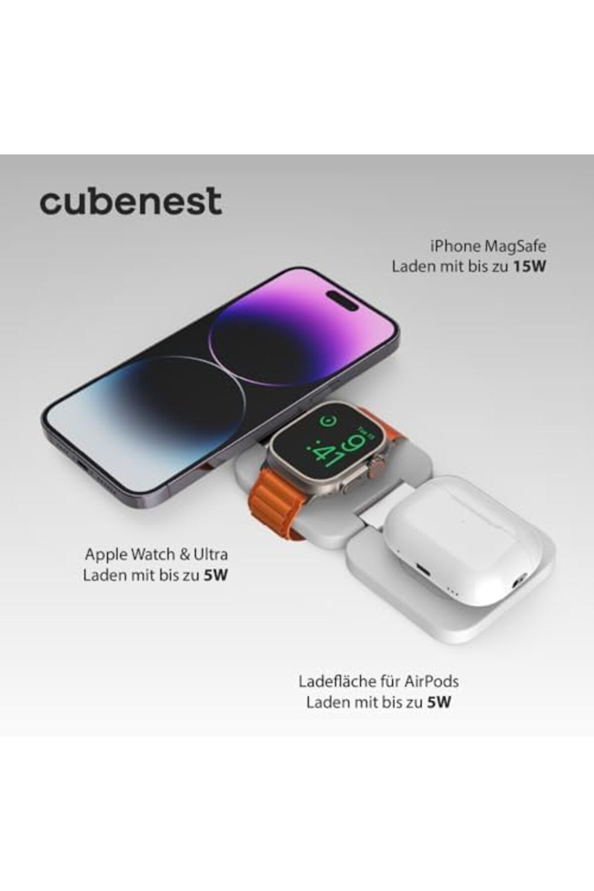 cubenest-E310 3-1 Wireless Foldable Charger - White 5