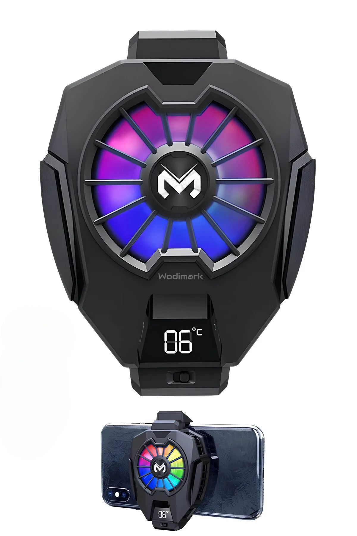 Wodimark Memo Telefon Soğutma Fanı Metal Yüzey Derece Göstergeli Oyun Hızlandırıcı Radyatör