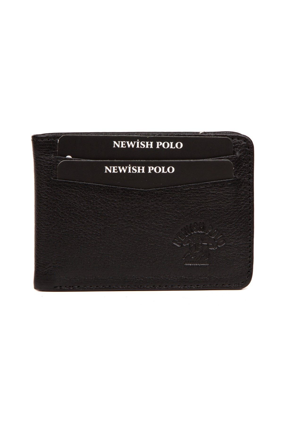 کیف پول مردانه چرمی واقعی و کارت مقدس سیاه Newish Polo