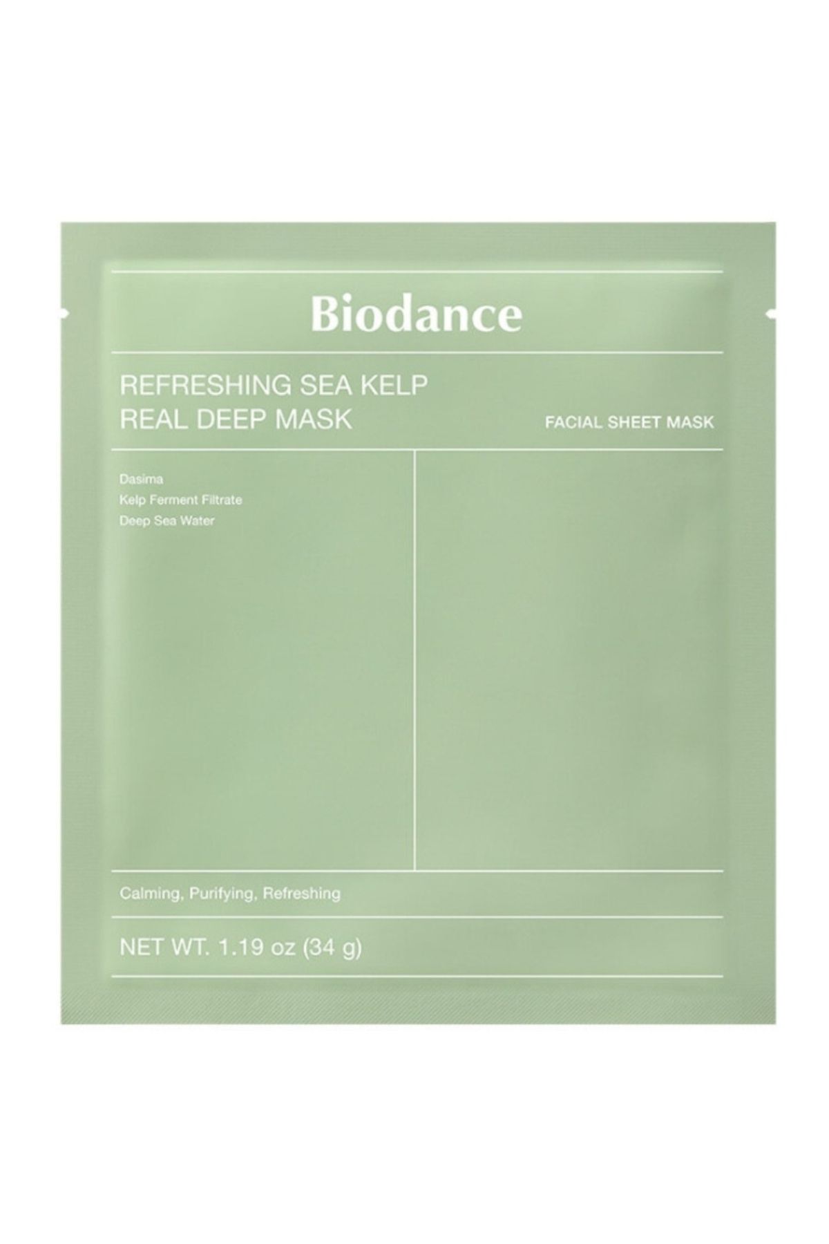 Biodance Refreshing Sea Kelp Real Deep Mask 34 G - Mască Cu Folie Liniștitoare - One Size