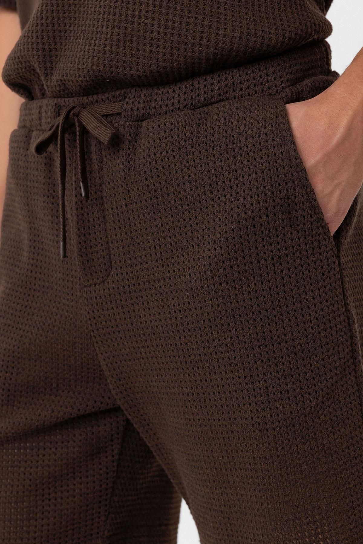 Antioch-Brown Textured Relaxed Men's Shorts 4