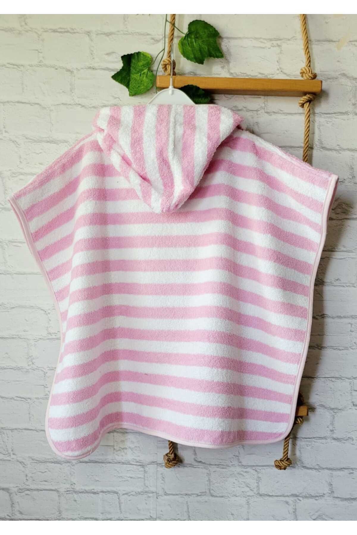 GÜRPAMUK HOME & BABY OUTLET İHRACAT %100 pamuk Kız-Erkek Çocuk Deniz, Plaj, Havuz, Banyo Havlu Panço ÇİZGİLİ/